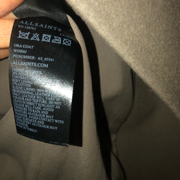 All Saints Ora coat in taupe/grey size 4. - Picture 7 of 9